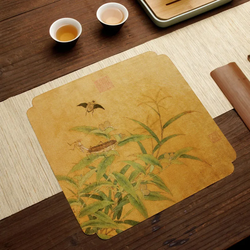 

Yixing Clay Teapots Tea Cloth Absorbent Kombucha Accessories Chinese Style Zen Teaware Printing Tea Towel Tea Ceremony Utensil