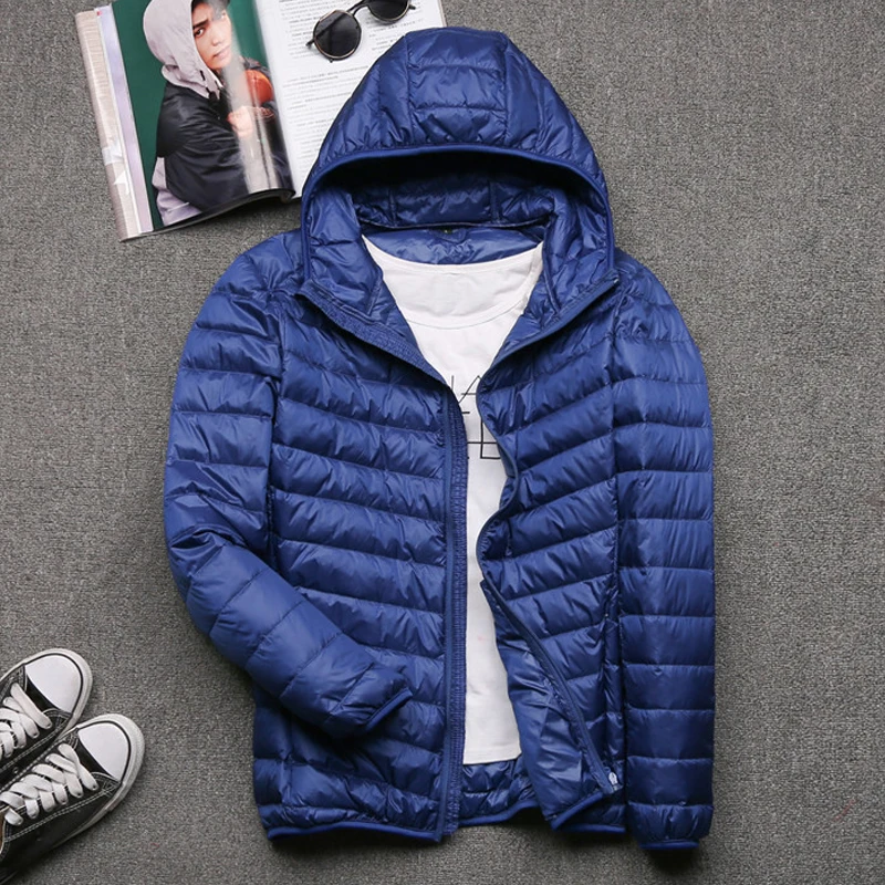 Men Winter Duck Down Coat Ultra Light Hooded Fluffy Down Jackets Male Portable Windproof Warm Parkas Men's Clothing 5xl 6XL