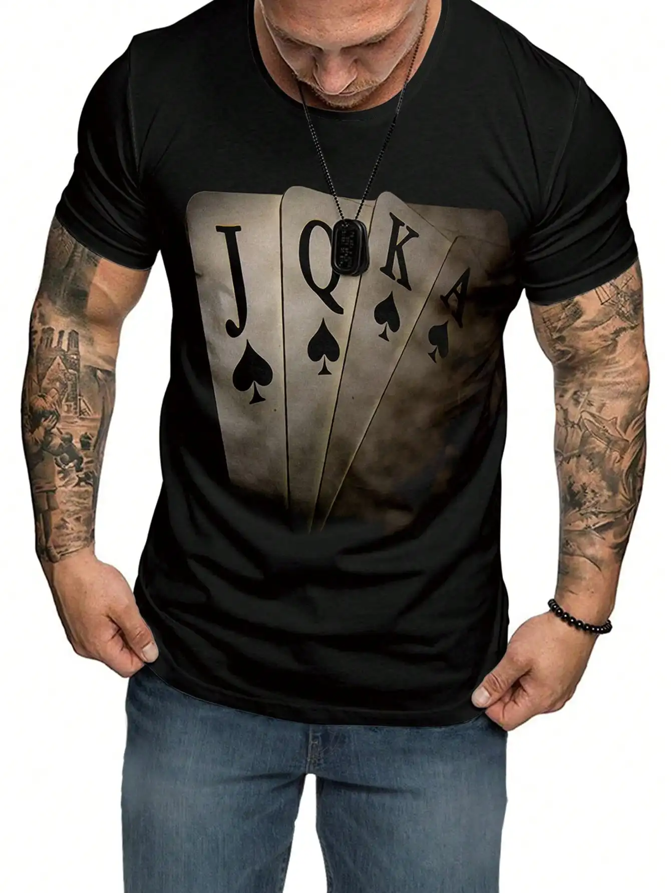 

Summer Fashion Men T-shirt Poker JQK 3d T-Shirt Oversized Streetwear Casual Short Sleeve Men's Clothing Party Tops Tees