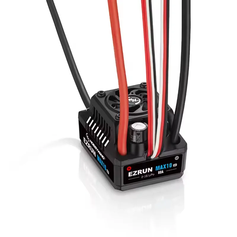 Фото Бесколлекторный регулятор скорости HOBBYWING EZRUN MAX10 G2 80A 140A с датчиками для радиоуправляемых моделей автомобилей и багги масштаба 1/10 и 1/8, аксессуары №1