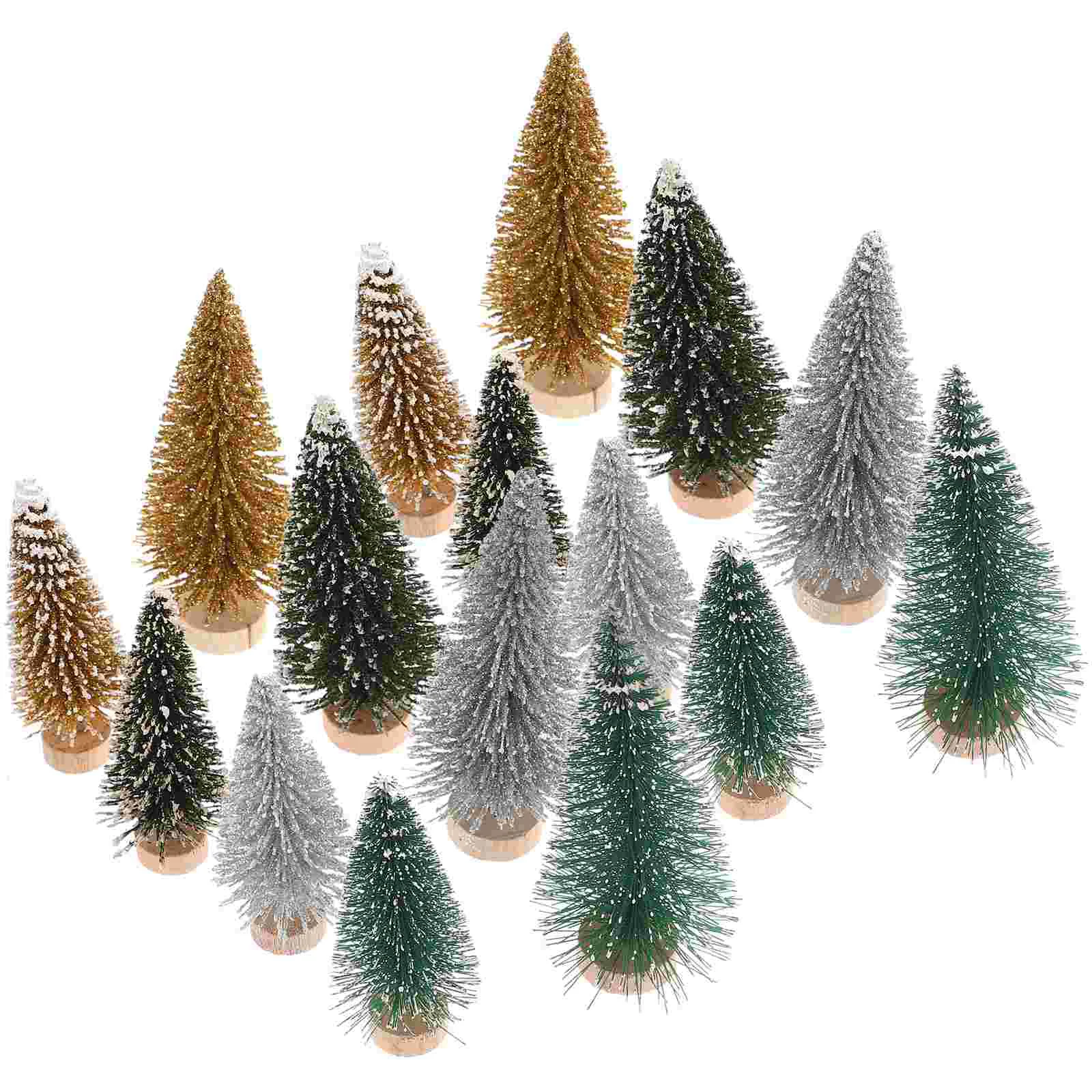 

Christmas Trees Mini Treeartificialsisal Snow Ornaments Pine Tabletop Decoration Desktop Miniature Base Withdecorated Table