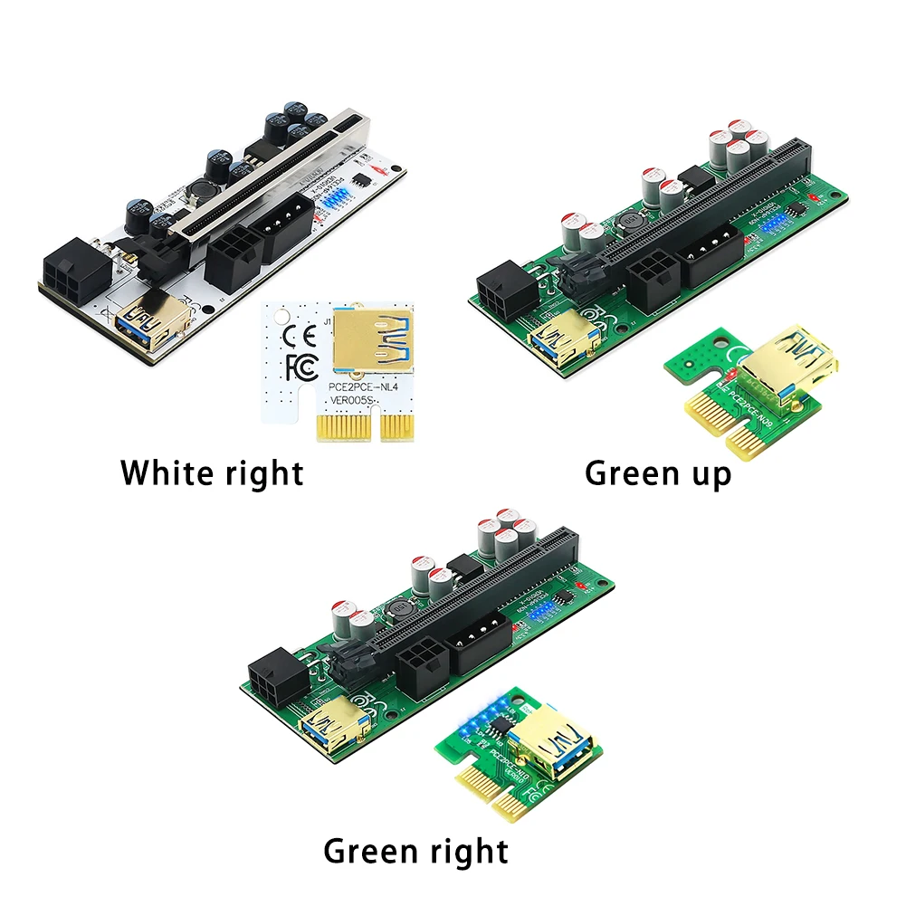 

For ETH Mining Miner Desktop Computer Multiplier PCI-E Riser Card+Cable+Adapter Computer PCI Express 1x to 16x LED Extender