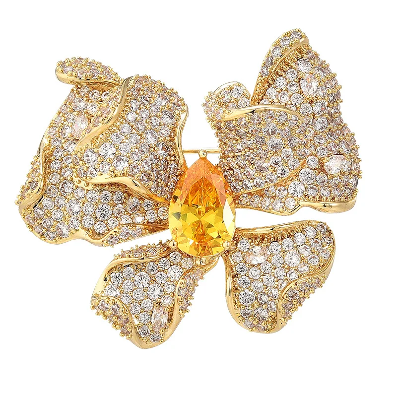 Fashion Heavy Zircon Bow Brooch Exquisite Wild Luxury Temperament Butterfly Insect Elegant Corsage Accessories Pin