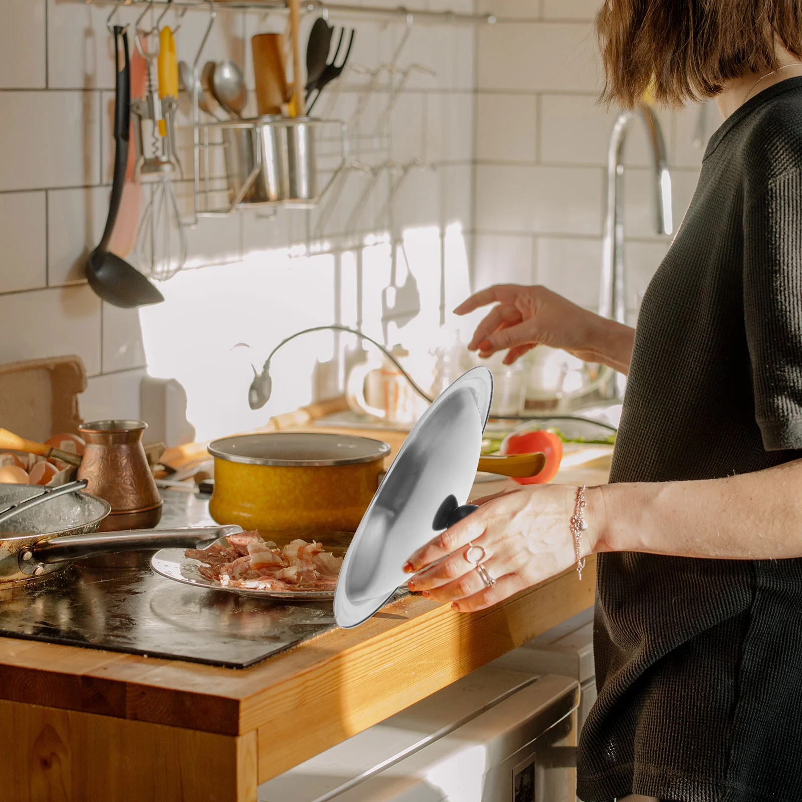 Крышка кастрюли из нержавеющей стали для жарки кипячения приготовления на пару