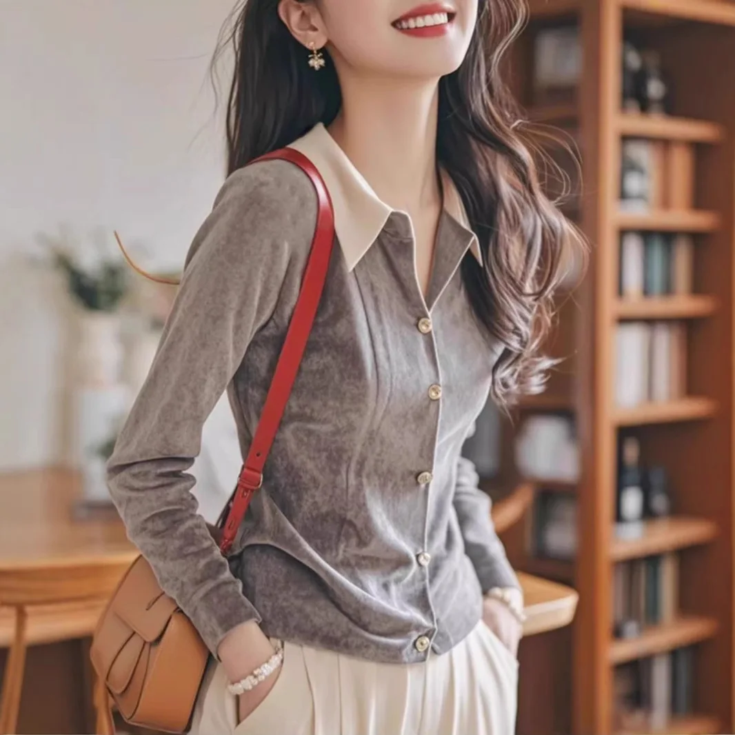 Осень-зима 2024 модная и уникальная шикарная верхняя рубашка в иностранном стиле