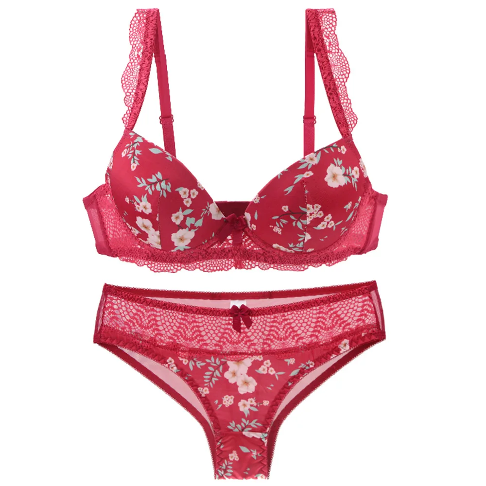 New Women's Push Up Sexy Bra Set Padded Black Underwear&Panties Comfortable Breathable Bra Set Sexy Lace Bras For Women