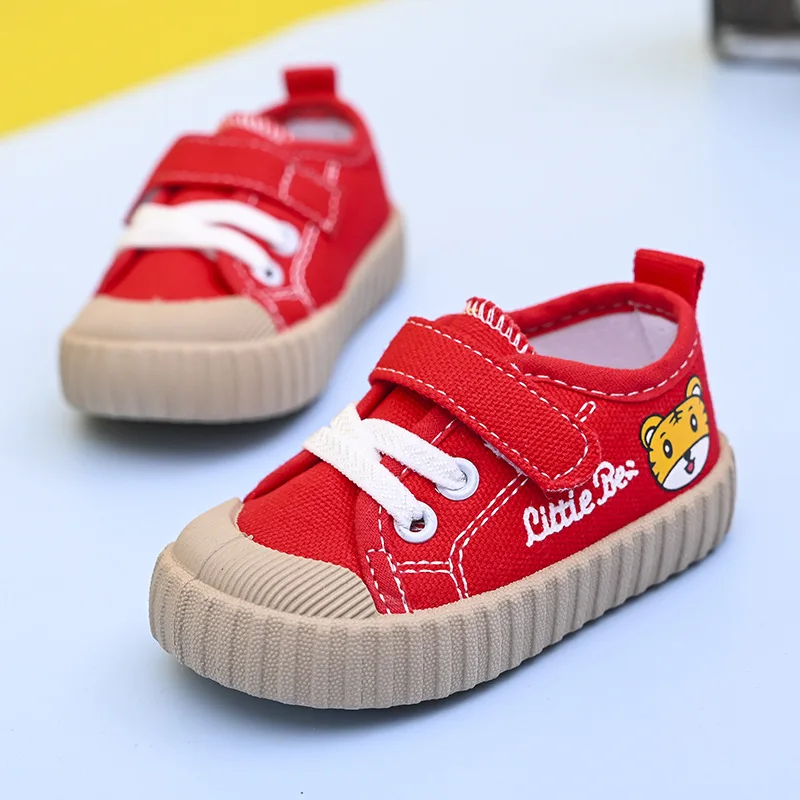Canvas Shoes Cartoon Kids Tiger Rubber Sole Breathable Spring Children Casual Shoes 26-27 Toddler Yellow Red Flat Baby Shoe enlarge