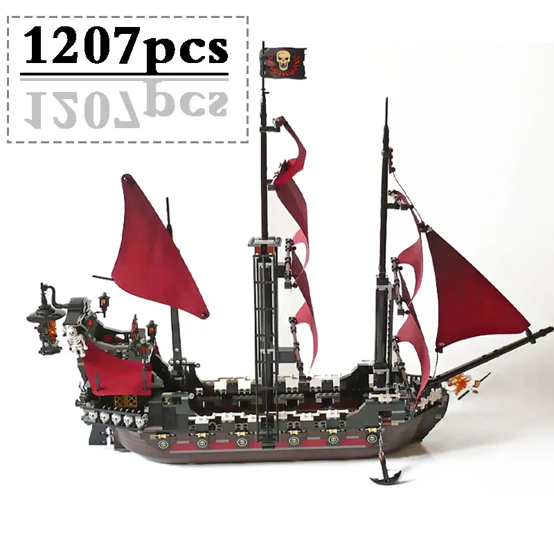 

Caribbean city pirate ship building blocks 4195 Queen Anne's Revenge ship building block model brick toy birthday gift Christmas