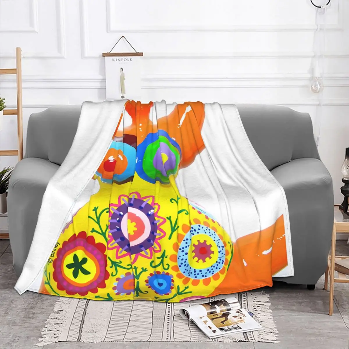 Оранжевое одеяло Nana Biriney - Tribute To Niki De Saint Phalle покрывало на кровать для девочек и