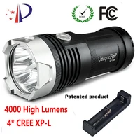 uniquefire 1404 4xp l 4000 lumens flashlight 10w 3 modes rechargeable lampe torchcharger for emergency camping