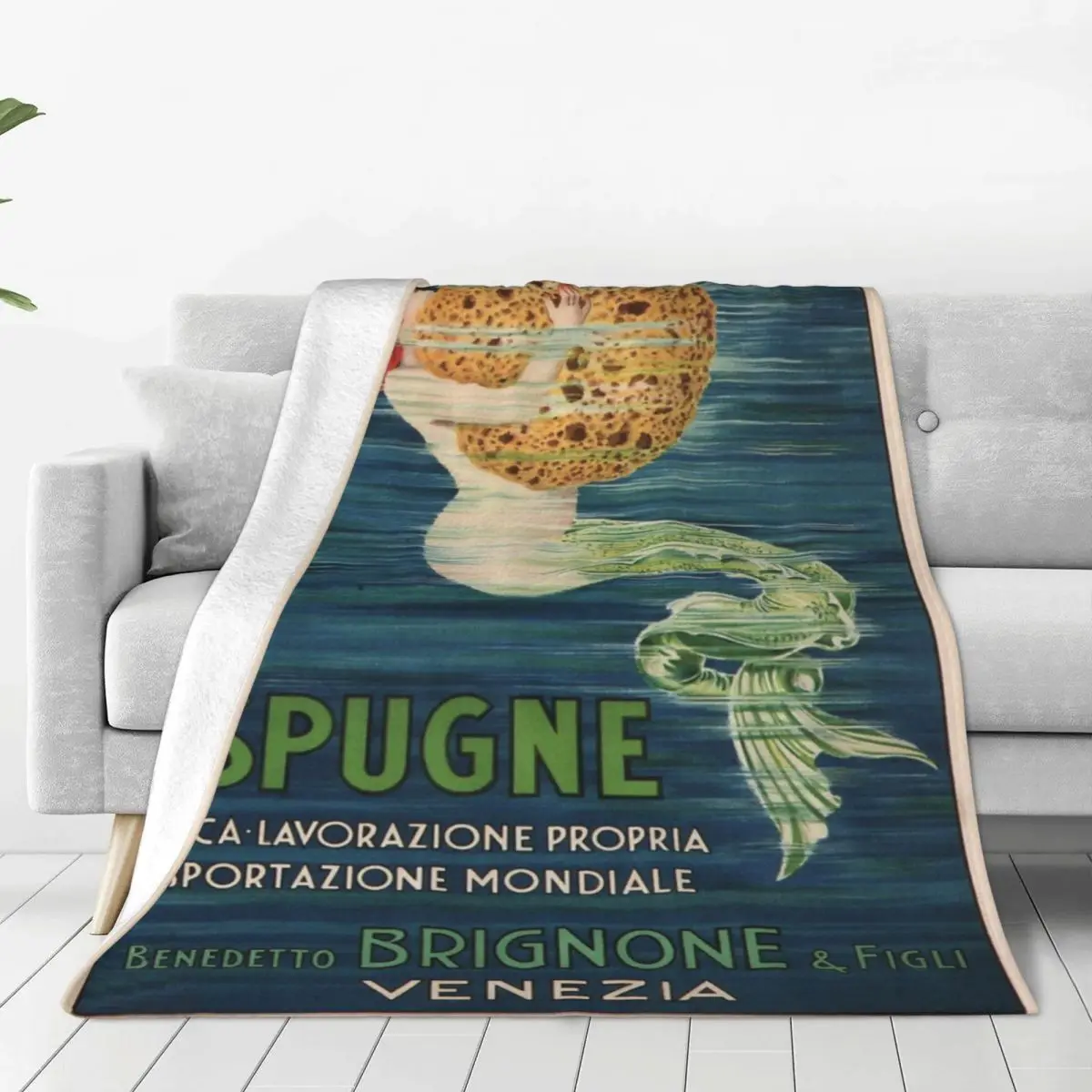 Винтажное рекламное одеяло из губчатой ткани Венеция покрывало на кровать