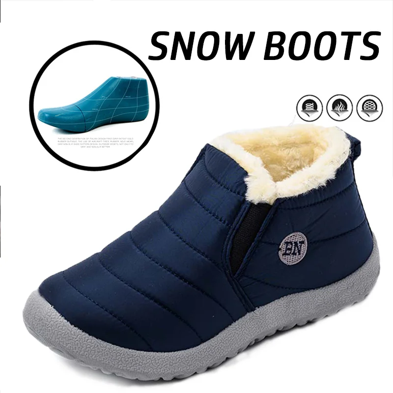 

Кроссовки мужские зимние для походов и туризма, с Плюшевым Мехом, водонепроницаемые, до щиколотки