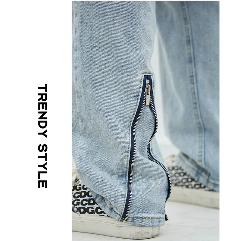 Streetwear Men 2022 Fashion New Pattern Recreational Black Pants Straight Cylinder Comfortable Loose Ripped Jeans Autumn Female