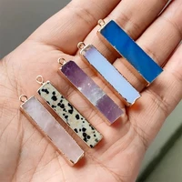 new natural rectangle shape stone pendant opal amethysts quartzs charms for jewelry making couple necklace earrings accessories