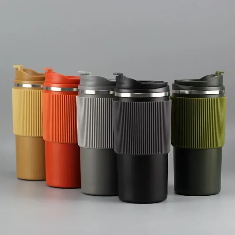 

Silicone sleeve stainless steel coffee cup car direct drinking 304 stainless steel insulation cup portable Handy Mug
