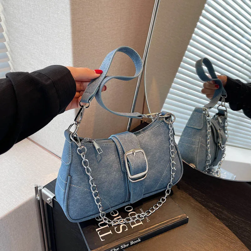 

Small Leather Small Shoulder Bags for Women 2023 Korean Fashion Lady Chain Underarm Bag Lady Crossbody Handbags and Purses