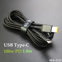 100w usb c to usb slim square tip cable type c pd charger power cord for lenovo laptop65w90wyoga 2 pro 13thinkpad1 8m