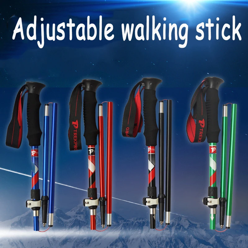 Extralight Walking Canes Quick Lock Trekking Poles  5 Sections Aluminum Alloy Adjustable Folding Walking Stick