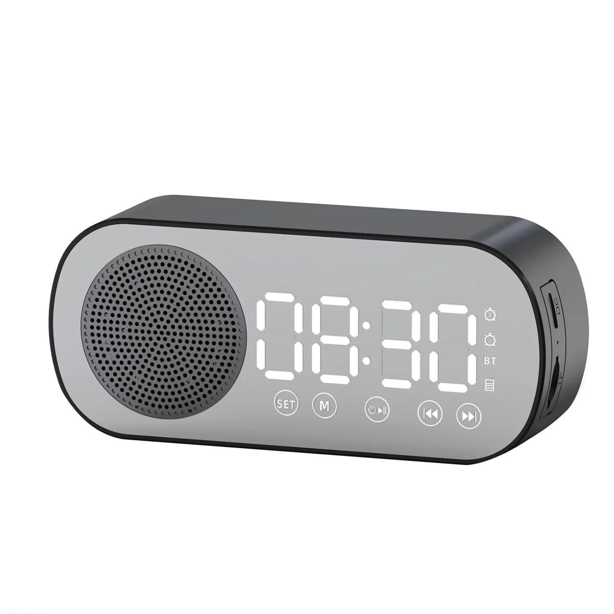 Radio Dual Alarm Support Tf Card Soundbar Digital Alarm For Home Office Black
