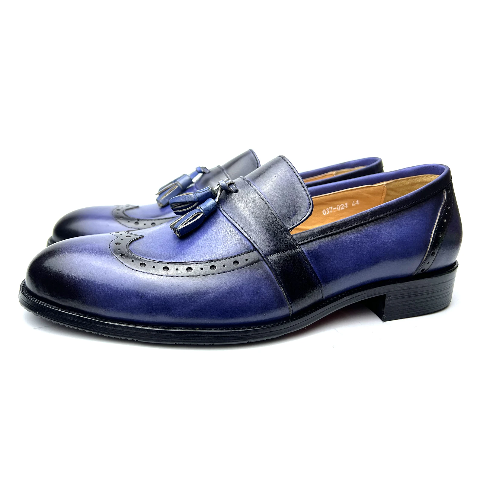 Men's Loafer with Tassel Genuine Cow Leather Dress Shoe Slip-on Natural Material Designer Shoes Men Rubber Sole