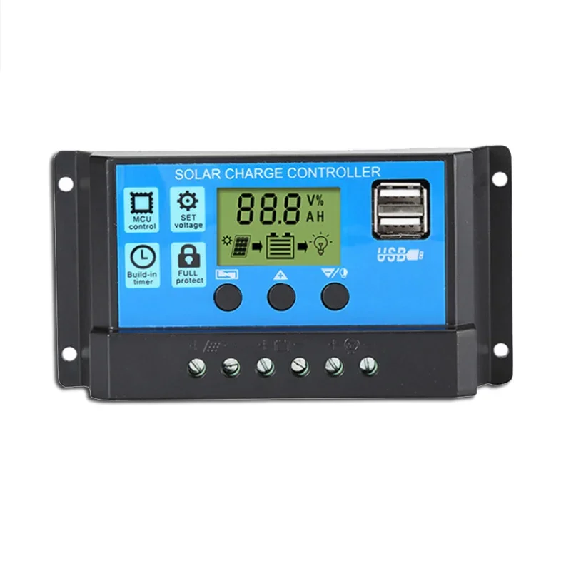 ШИМ солнечный контроллер 12 В 24 авто 30A20A10A ЖК-батарея фотоэлектрическая панель
