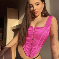 hook button slim waistband vest new street trendsetter popular suspender sexy backless top y2k fashion bustier top accessories