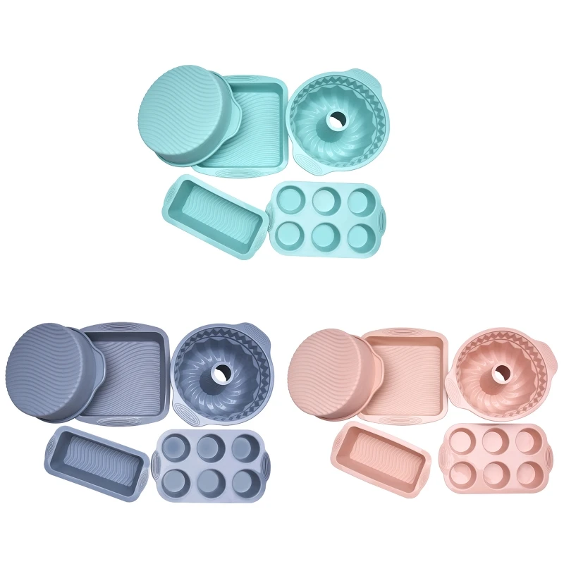 

5 PCS Silicone Cake Mold Baking Pan Bakeware Moulds Bread Toast Candy Mold Bakeware Baking Dishes Pastry Tools Loaf Pans R9UF