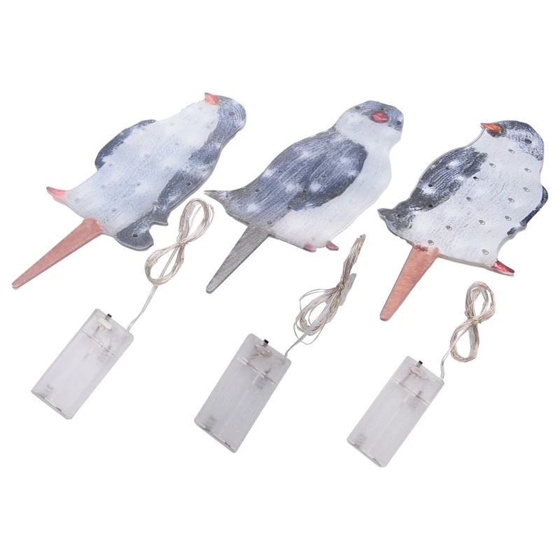 

3PCS Light-Up Penguin Holiday Decoration, LED Christmas Lighted Penguin Outdoor Decorations Christmas Ornaments