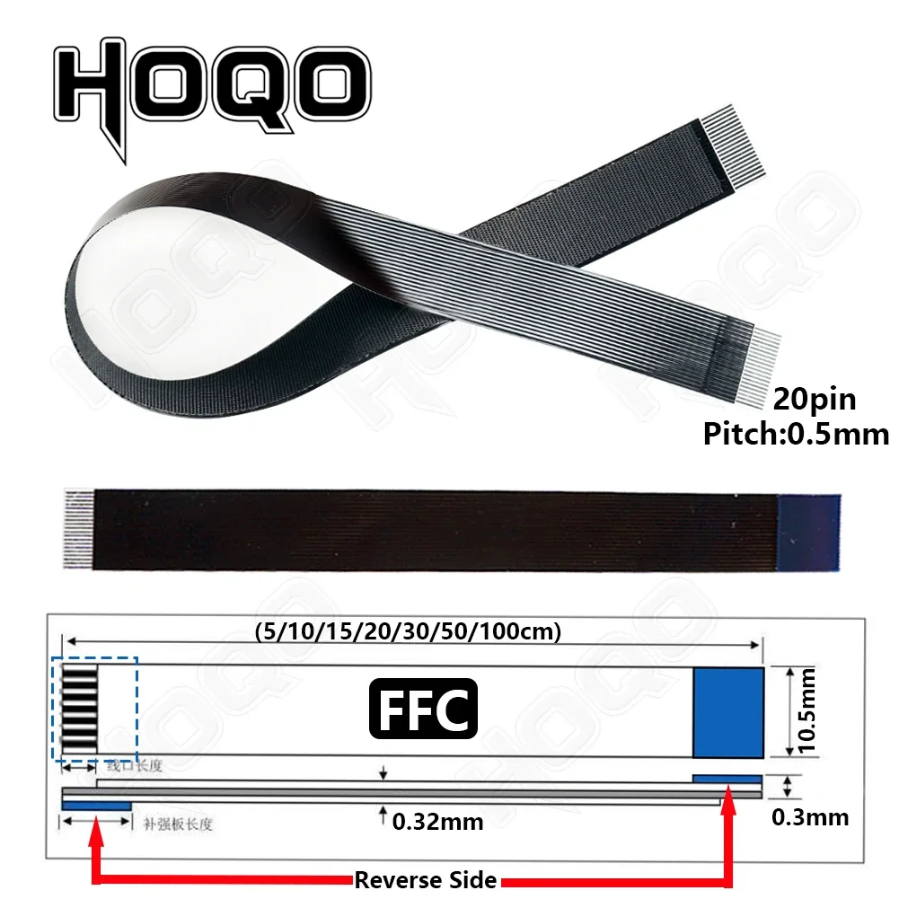 Фото Гибкий плоский кабель Ribbon FPV HDMI Connector для Raspberry Pi 4, Micro HDMI на HDMI/Mini HDMI (гнездо), 90 градусов, FFC, 20 контактов. №3