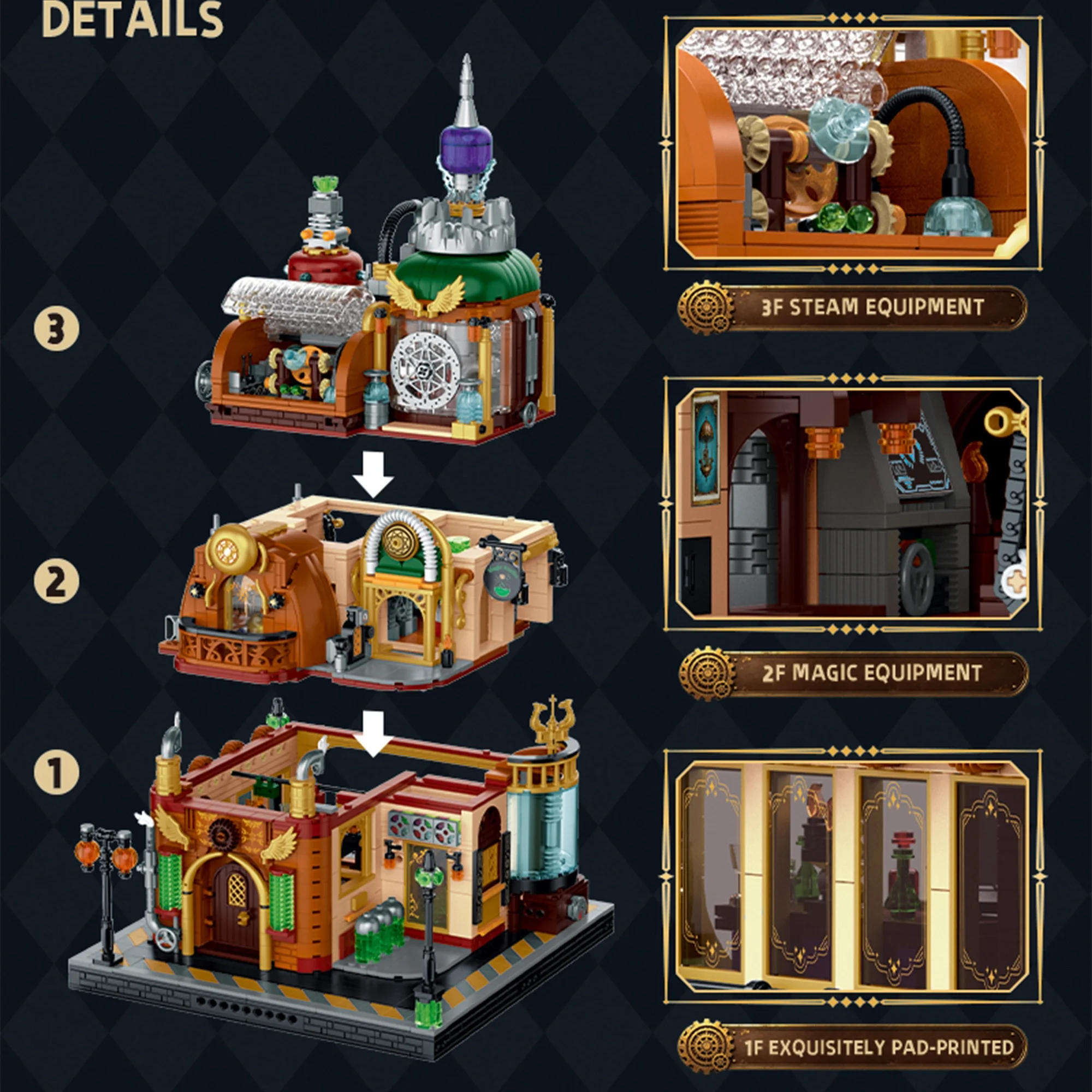 Фото Набор строительных блоков Steam Magic Workshop (2694 детали), архитектурный конструктор 10321 Street View, модульные строительные кирпичи, игрушки для взрослых, подарки №3
