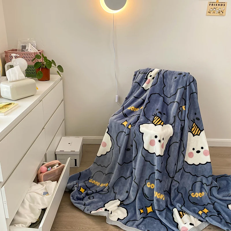 

Cartoon Bear Blanket Warm Soft Flannel Bed Throw Blanket Queen Size Winter Bedspread Bedding Nap Sofa Cover Bedroom Decoration