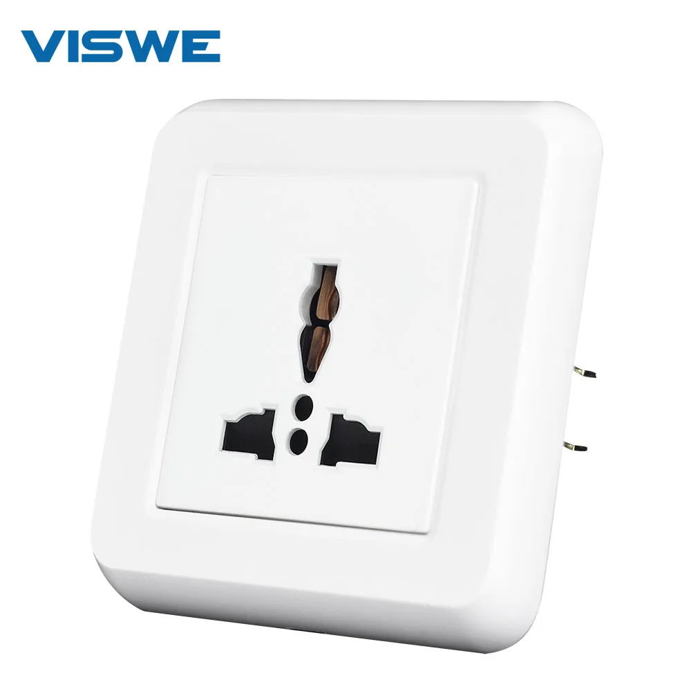 VISWE-toma de corriente universal de 3 pines con placa de hierro y garra de hierro, Panel ignífugo PC de 110-250V, enchufes eléctricos de pared 16a