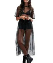 Mulher perspectiva bikini malha sheer com cintura elástica ver através de manga curta o pescoço maiô para o verão (1)