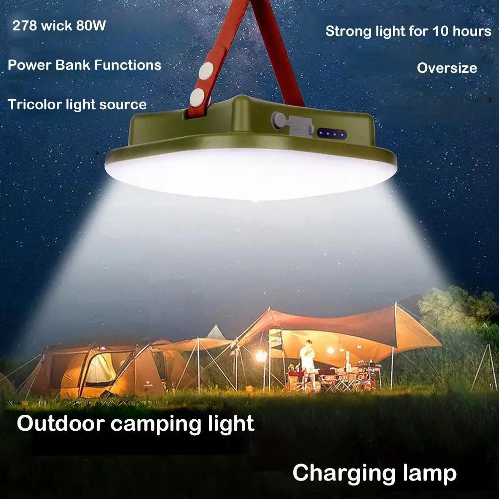 

Upgraded 80W Rechargeable LED Camping Strong Light Maintenance Work Portable Light With Magnet Tent Zoom Lighting Torch W9L0