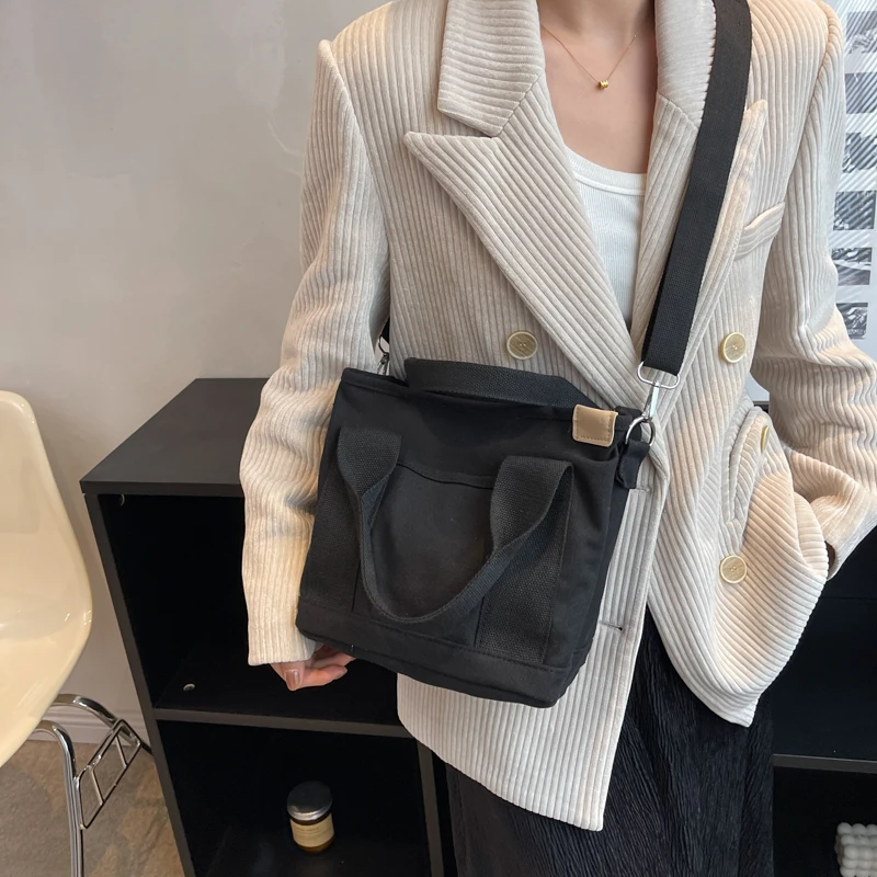 New Handbags Student Bento Lunch Box Simple Solid Color Tote Bags Ladies Canvas Crossbody Bag for Women Sac Female Shoulder Bags