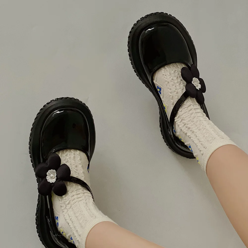 

Square Toe Single Shoes Women's Spring Summer Sweet Cool Girl Fashion Retro Thick Bottom Simple Japanese PU Leather Shoes Pumps
