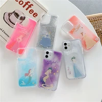 2022 bandai princess dynamic quicksand phone case for iphone 11 12 13 pro max x xs xr 7 8 plus shockproof transparent cover