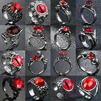 2022 new vintage retro red crystal open ring evil eye rings for men women birthday party jewelry gift dropshipping wholesale