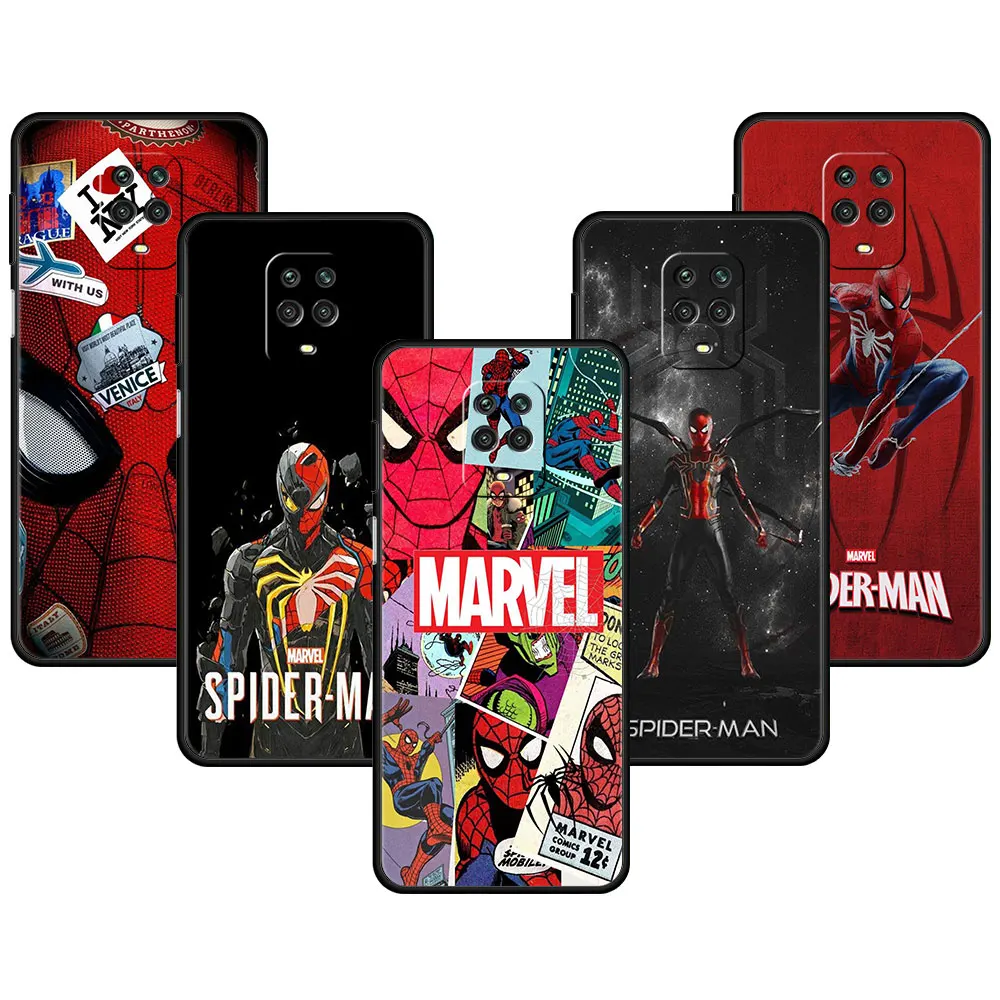 

Smartphone For Redmi Case Note 11 10 9 8 7 8T 9T 9S Pro 9C 9A 10C K40 K40S K50 Silicone Soft Back Cover Marvel Spider Man
