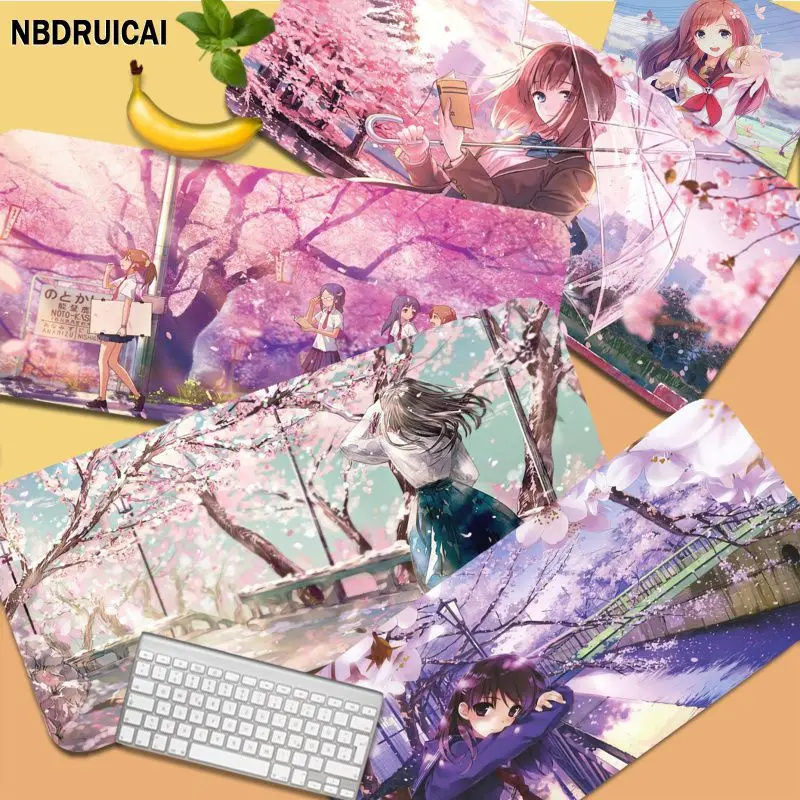 

Популярный большой игровой коврик для мыши с Аниме Сакура и цветами вишни, размер XL, с фиксируемой кромкой, для игроков в CSGO, настольного ПК, ноутбука
