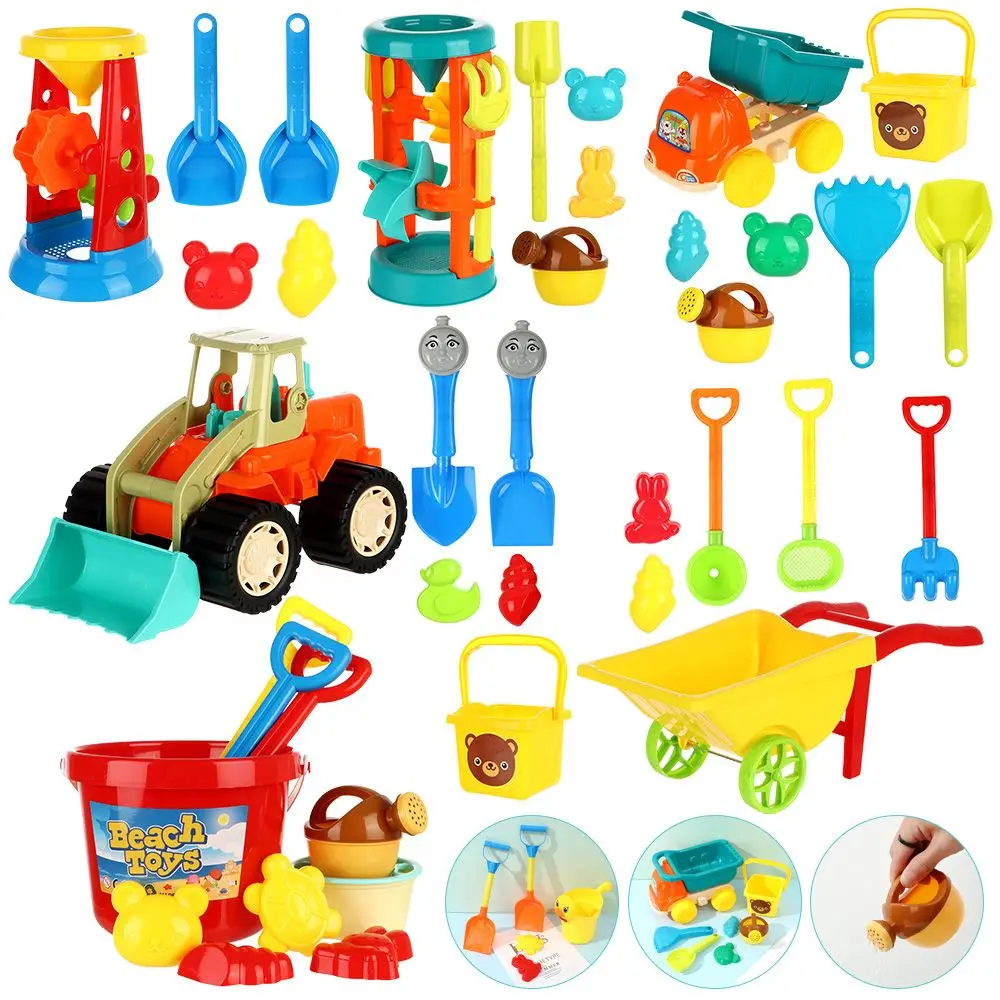 

2/5/6/7/8/9pcs Gift Bucket And Shovel Silicone Sandbox Outdoor Toy Digging Sand Tool Beach Toys Kit Baby Plaything