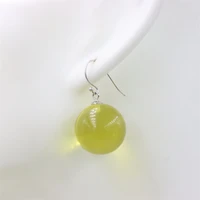 zfsilver trend elegent 18mm amber bead stud earrings eardrop ear ball hooks for women temperament jewelry accessories party gift
