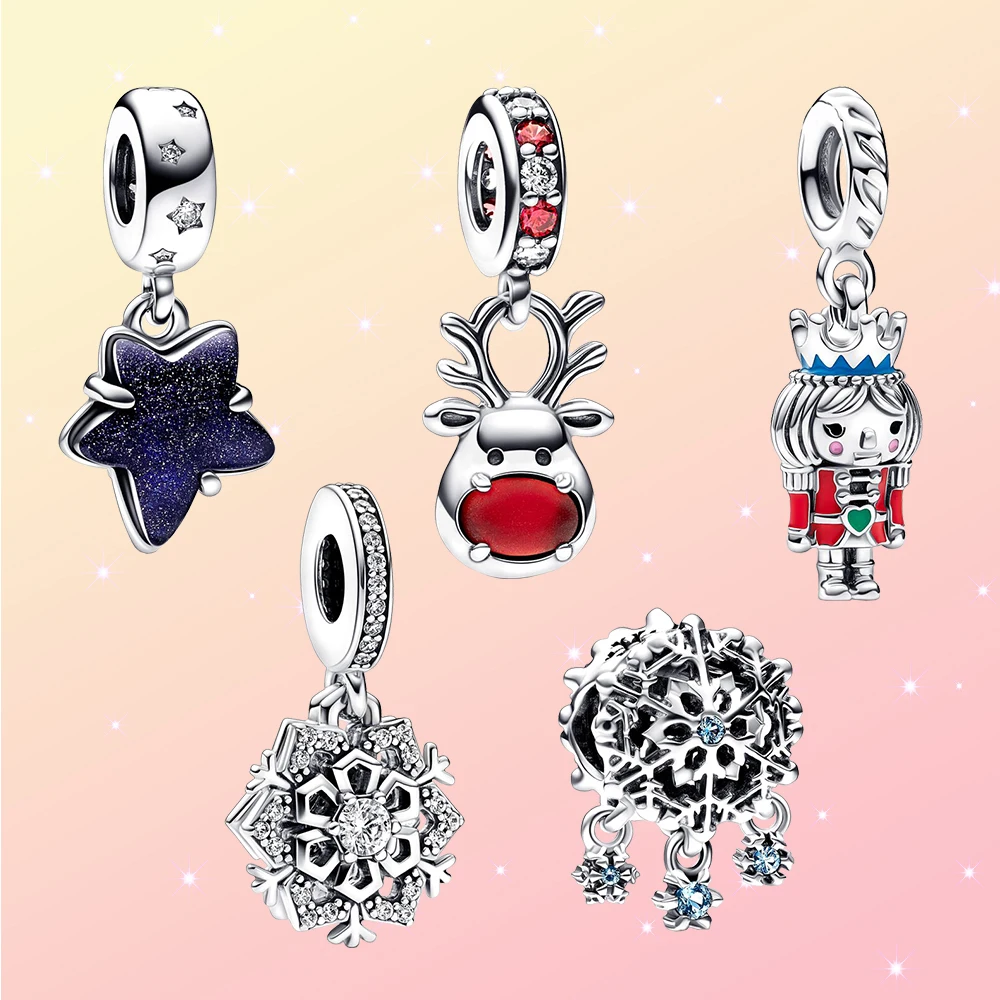 

925 Silver Christmas Element Pendant Fit Pandora Gorgeous Feast Making Sparkling Ladies Bracelet Necklace Gift