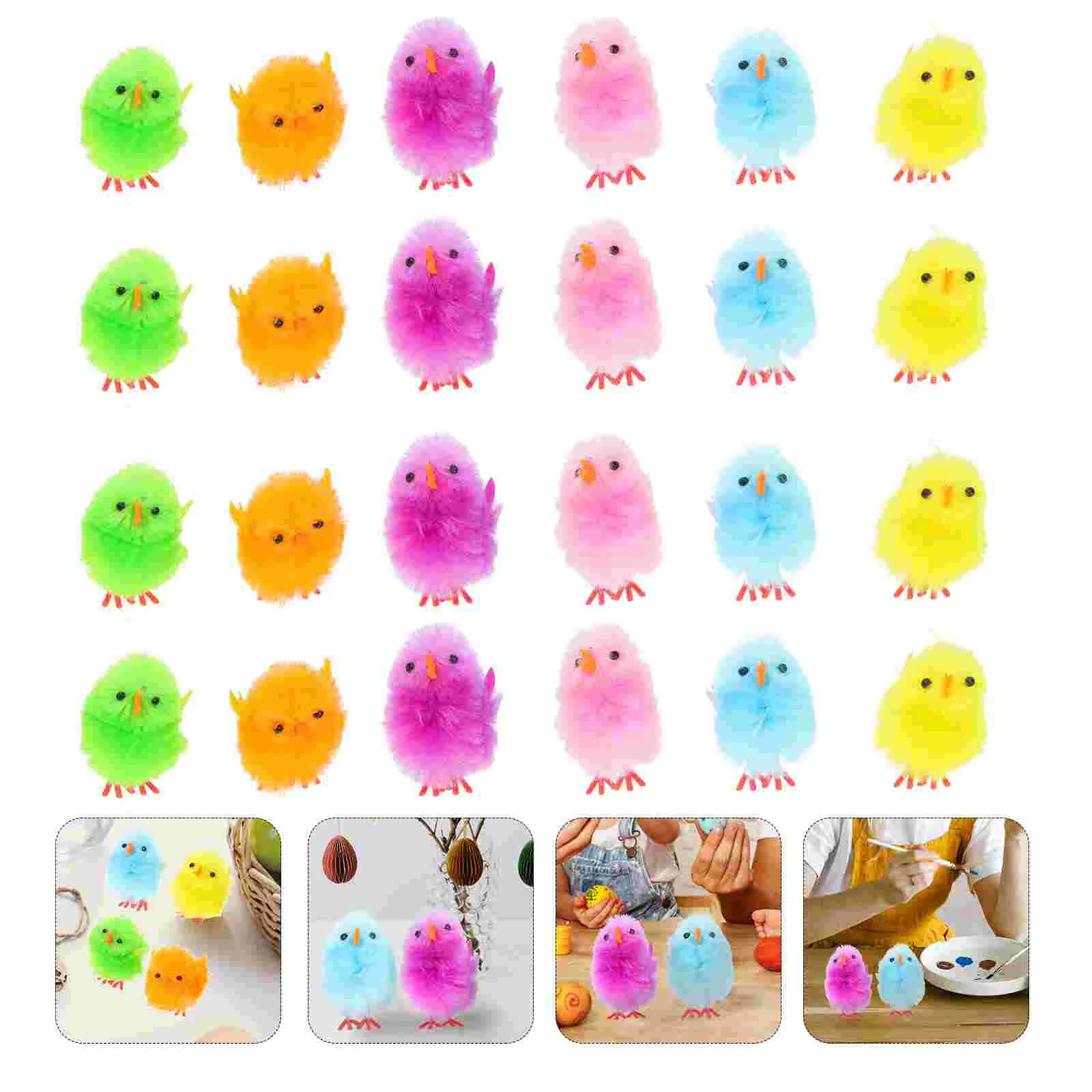 

Easter Chicken Chicks Chick Decor Ornament Party Desktop Mini Prop Decoration Fluffy Decorative Coloured Simulation Plush Fake
