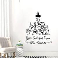afro women couture boutique wall decals custom name stickers vinyl girls clothing atelier dress style shop decor murals hj1498