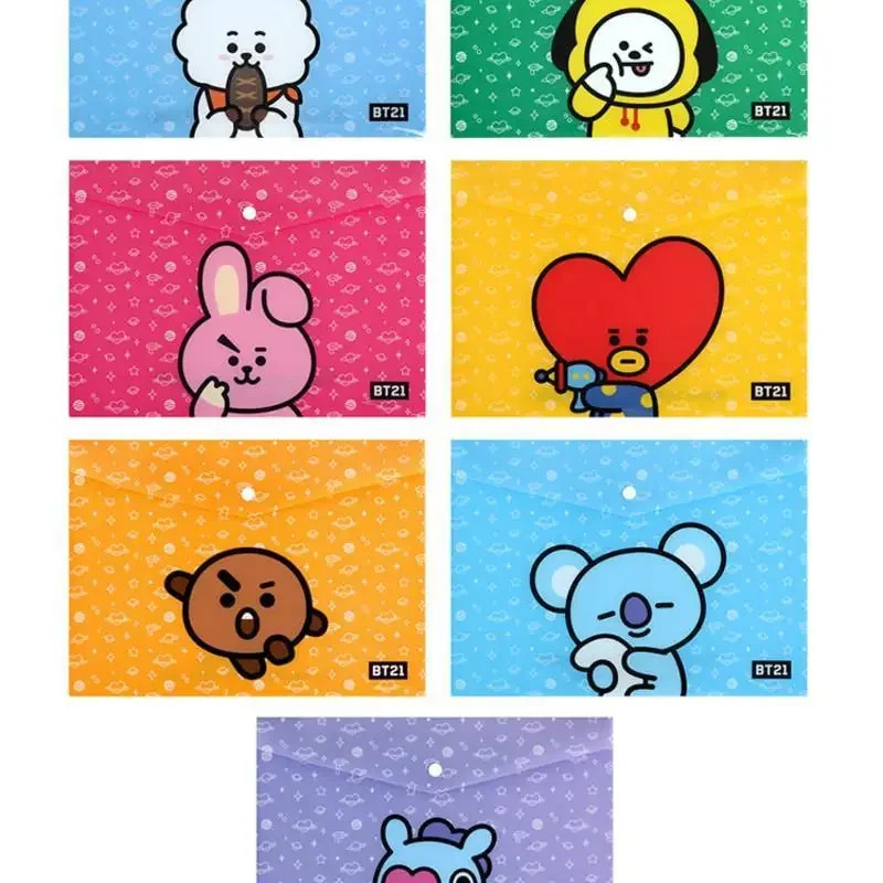 BT21 A4 Сумка для документов из ПВХ с милым мультяшным принтом Конверт учебы Офисная