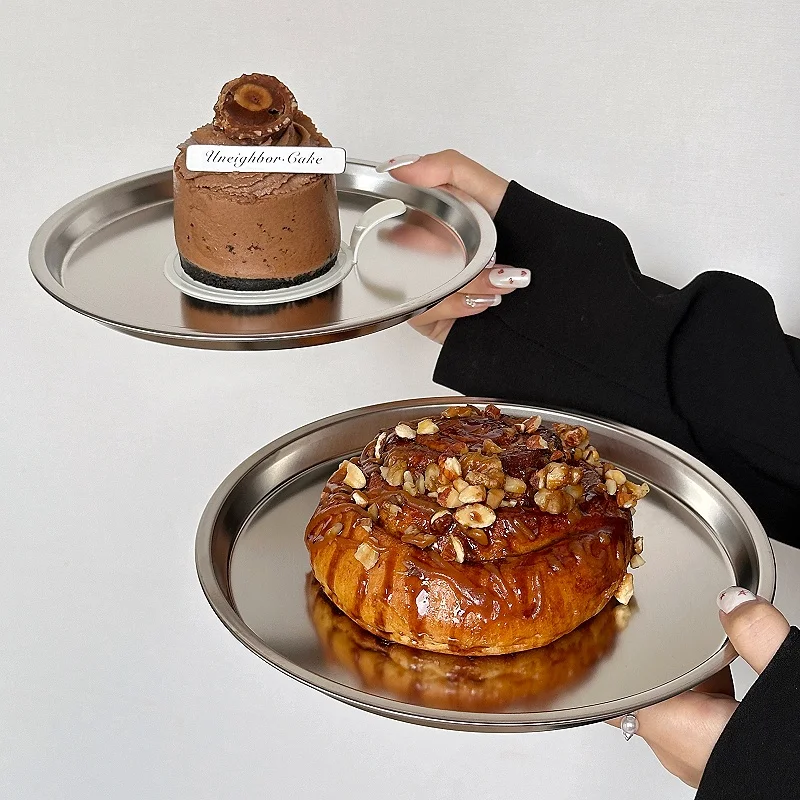 Корейская круглая десертная тарелка из нержавеющей стали 304 поднос для закусок
