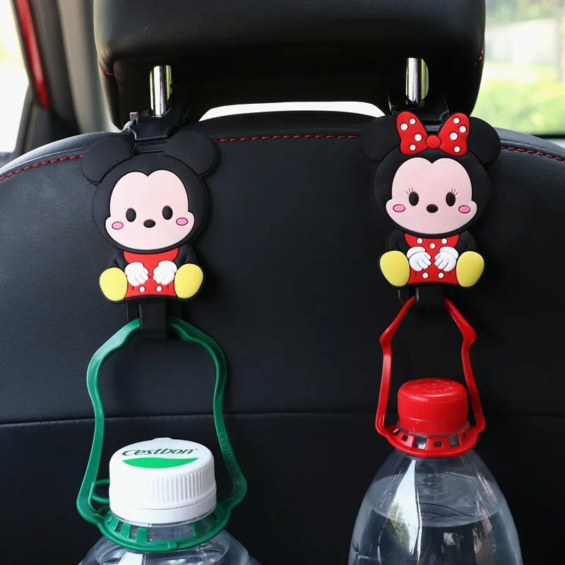 

Kawaii 2 Pcs/Set Disney Mickey Minnie Car Seat Back Hook Cute Animation Cartoon Image Pattern Front Storage Durable Accessories