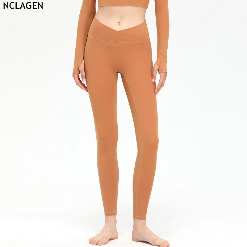 

NCLAGEN талии фитнес брюки бедра лифтинг упражнения спорта для женщин плотные леггинсы для йоги высокоэластичный тренажерный зал тренировки бега одежда