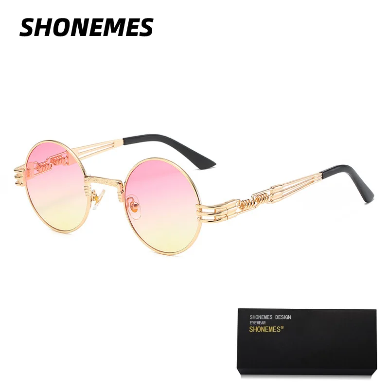 

Мужские и женские очки в стиле стимпанк SHONEMES, круглые градиентные солнцезащитные очки в металлической оправе в стиле ретро, уличные солнцез...